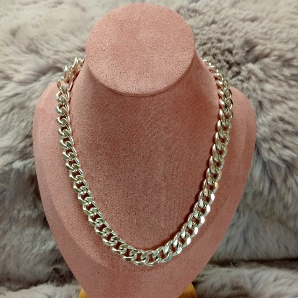 White House Jewelry Cuban Curb Silver Chain Link Necklace